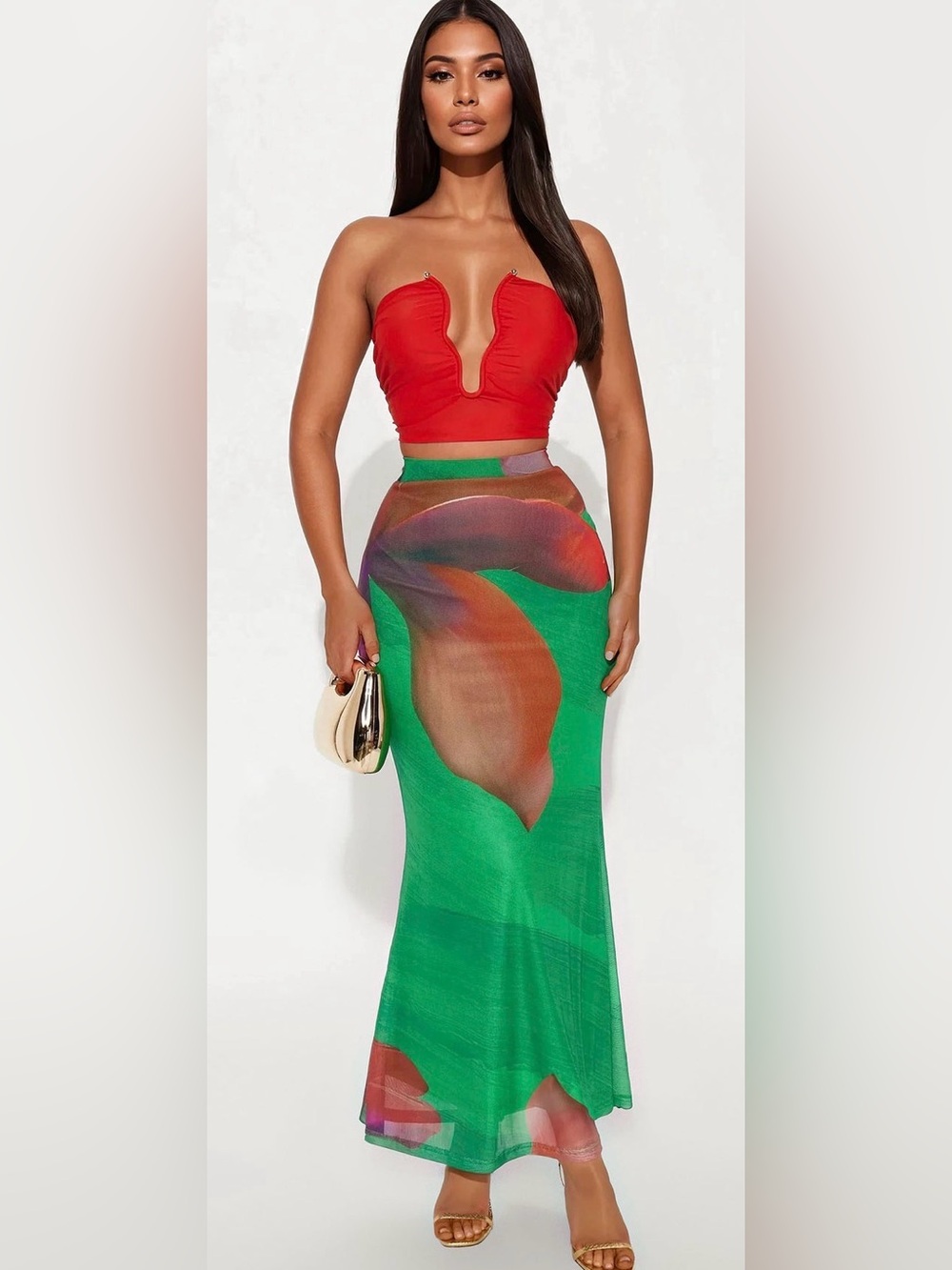 Fashion Nova double lined tube top & Mesh Maxi Skirt❤️ - Picture 6 of 10